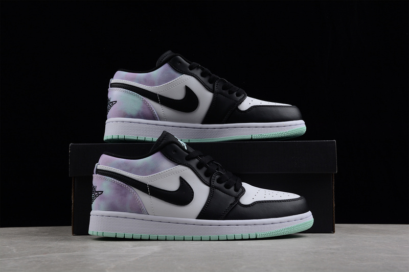 Air Jordan 1 Low Tie-Dye White/Black-Teal 3