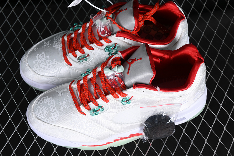 Air Jordan 5 Low White/Grey/Red/Green 13