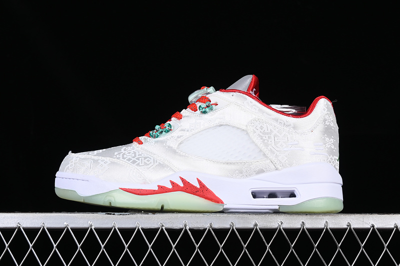 Air Jordan 5 Low White/Grey/Red/Green 21