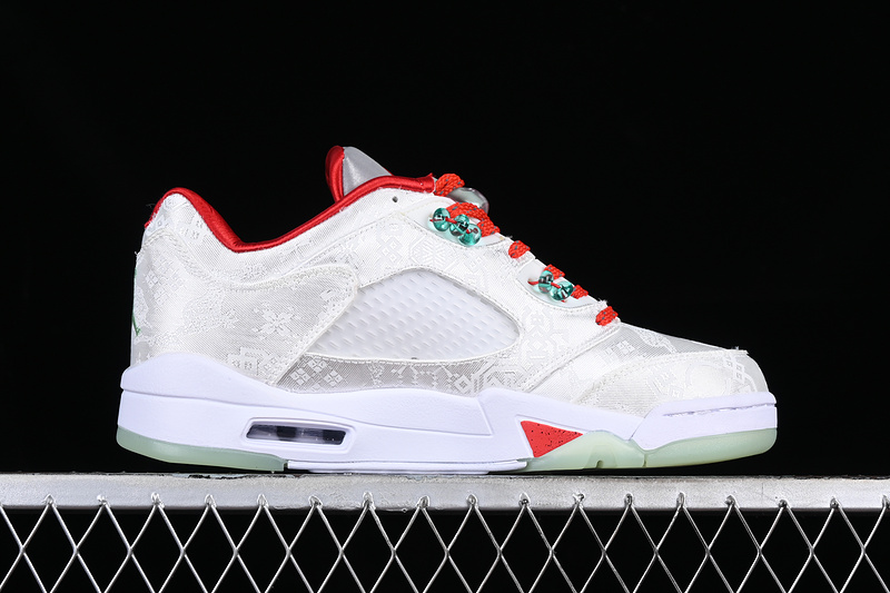 Air Jordan 5 Low White/Grey/Red/Green 31