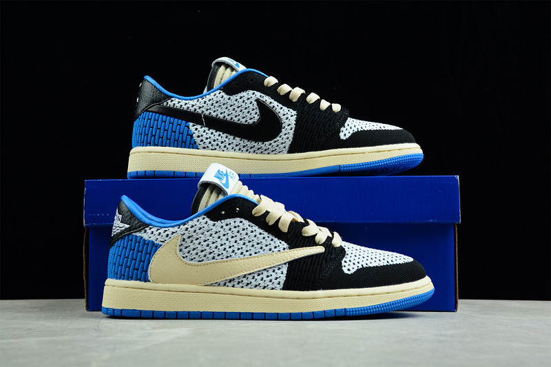 Air Jordan 1 Low Flyknit Blue/Black/Beige 17