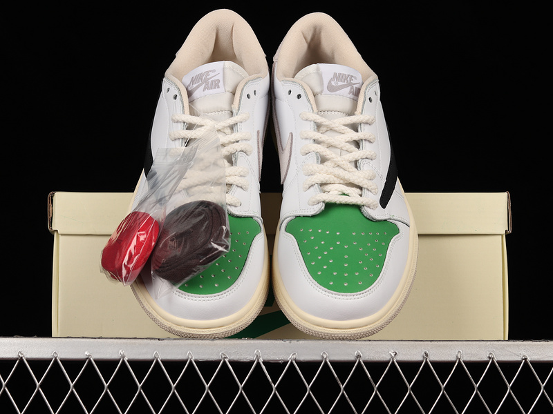 Travis Scott X Fragment X Air Jordan 1 Low White/Black/Green 15