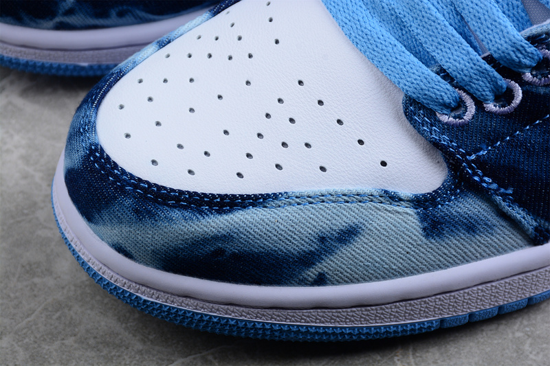 Air Jordan 1 Low Gs Washed Denim White/White-Dutch Blue 5