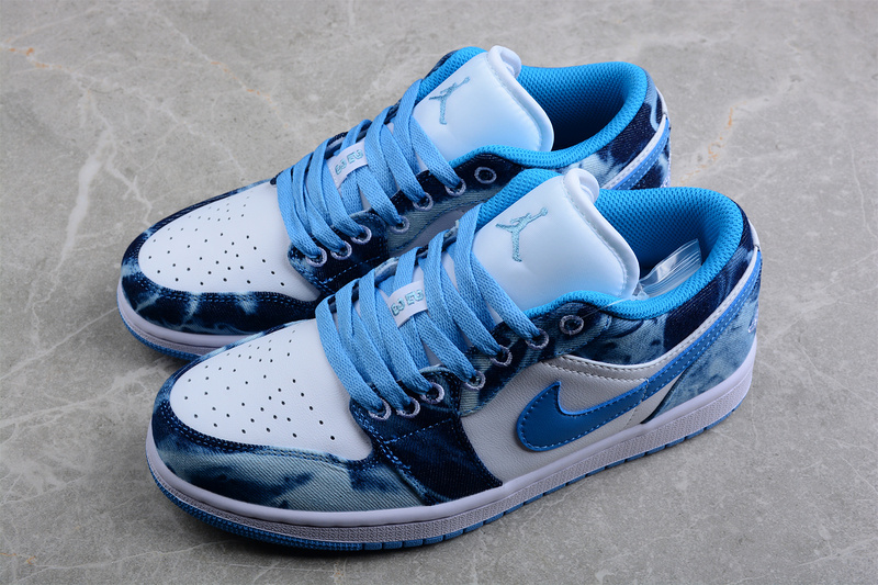 Air Jordan 1 Low Gs Washed Denim White/White-Dutch Blue 7