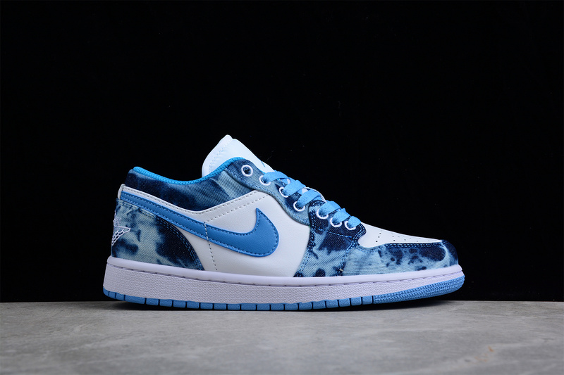 Air Jordan 1 Low Gs Washed Denim White/White-Dutch Blue 29