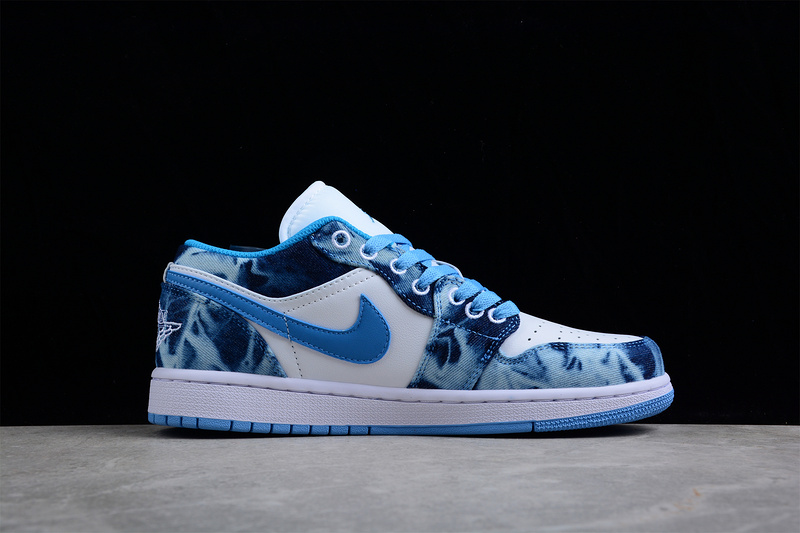 Air Jordan 1 Low Gs Washed Denim White/White-Dutch Blue 31