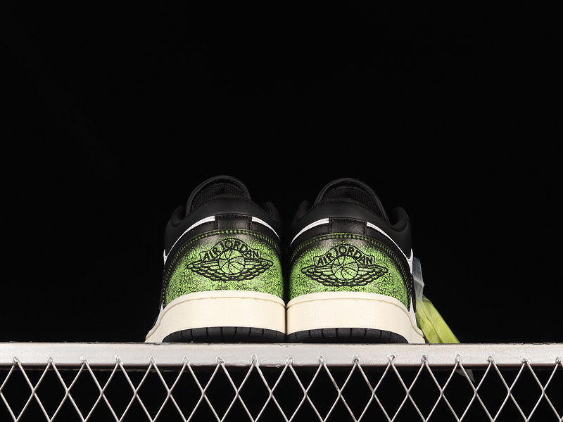 Air Jordan 1 Low Wear Away Black/Electric Green/White 11