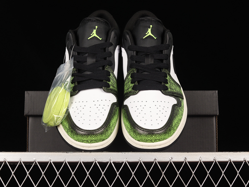 Air Jordan 1 Low Wear Away Black/Electric Green/White 23