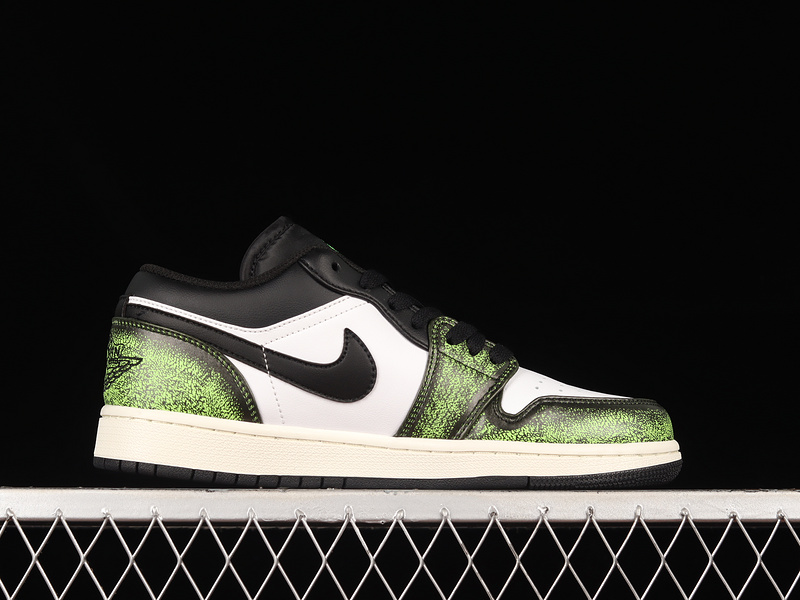 Air Jordan 1 Low Wear Away Black/Electric Green/White 25