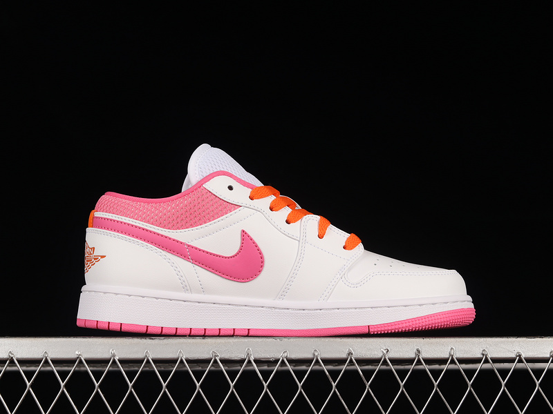 Air Jordan 1 Low Gs Pinksicle White/Safety Orange 7