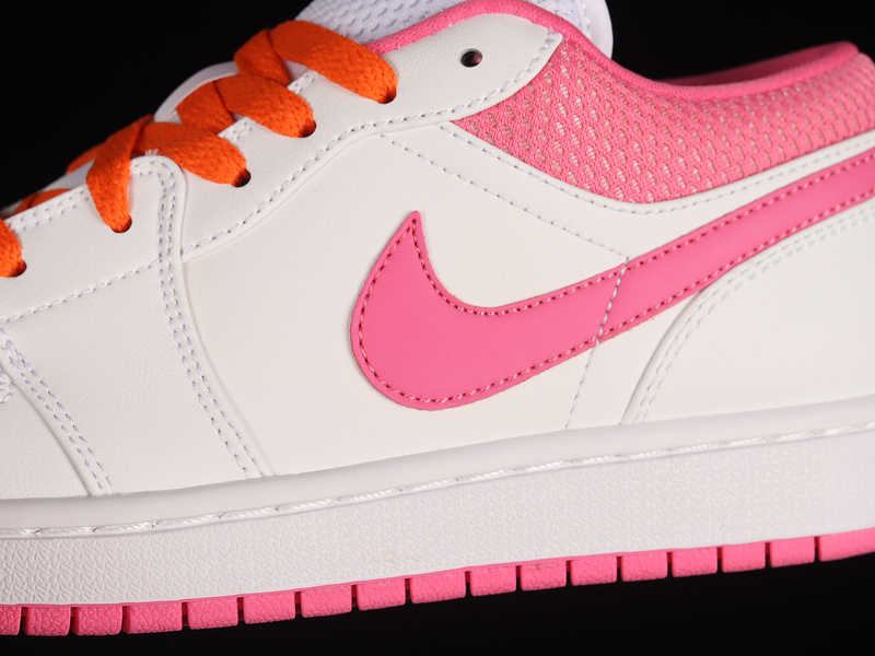 Air Jordan 1 Low Gs Pinksicle White/Safety Orange 11