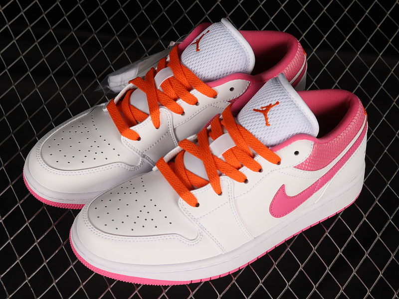 Air Jordan 1 Low Gs Pinksicle White/Safety Orange 25