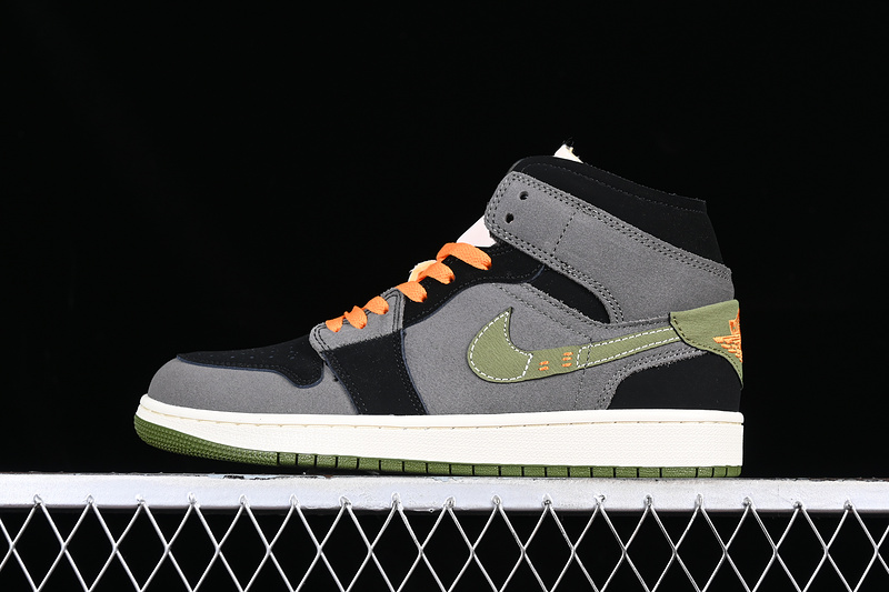 Air Jordan 1 Mid Se Craft White/Grey/Green/Black/Orange 15