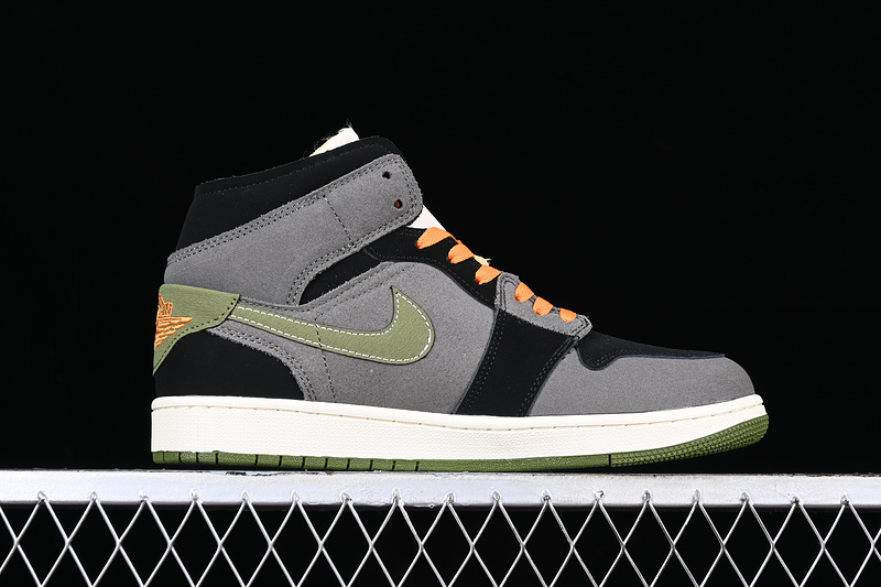 Air Jordan 1 Mid Se Craft White/Grey/Green/Black/Orange 25