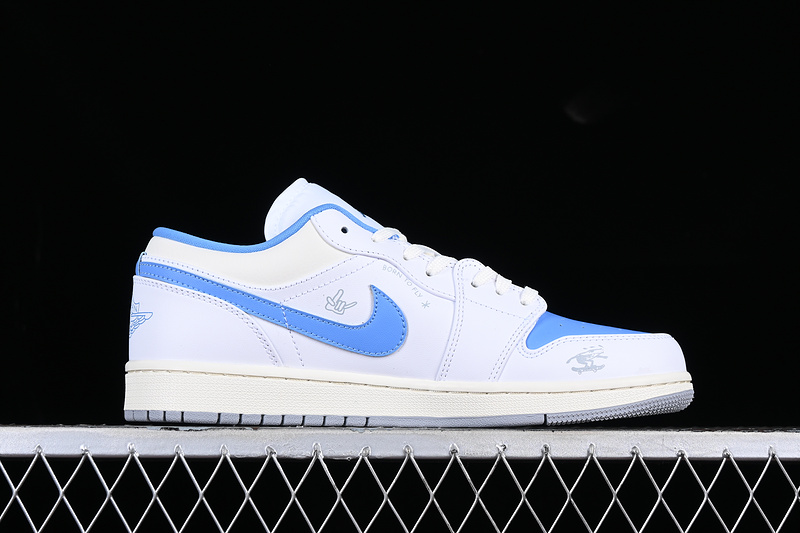 Air Jordan 1 Low Born To Fly Blue/White/Gold 5