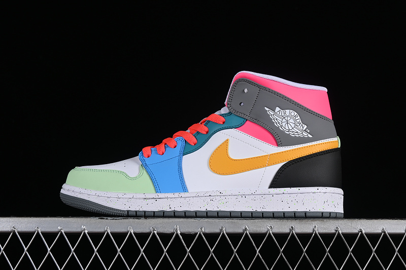 Air Jordan 1 Mid White/Taxi/Dark Shadow/Hyper Pink/New Emerald/Vapor Green 23