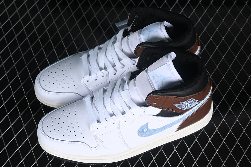 Air Jordan 1 Mid White/Black/Sail/Blue Grey 13