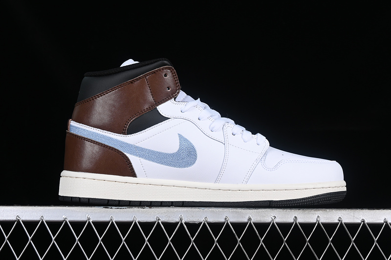 Air Jordan 1 Mid White/Black/Sail/Blue Grey 27