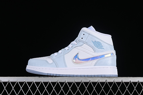 Air Jordan 1 Mid Se Gs Glitter Swoosh Blue Tint/Summit White/White/Ice Blue 29