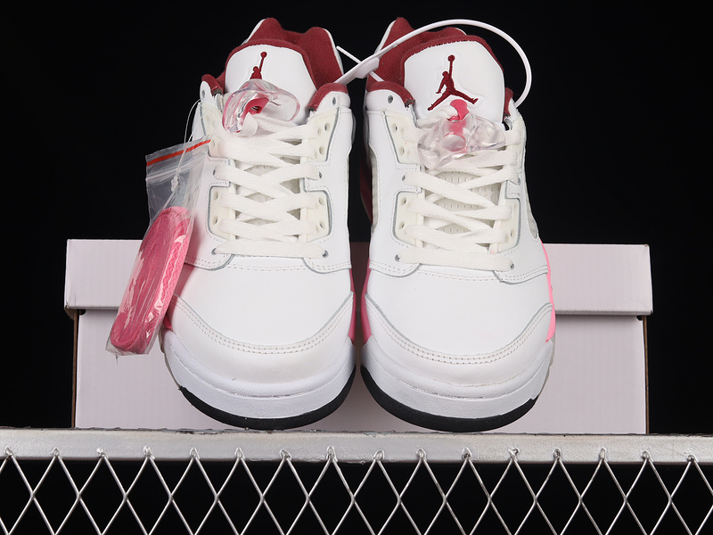 Air Jordan 5 Low Gs Crafted For Her White/Coral Chalk-Desert Berry-Black 19