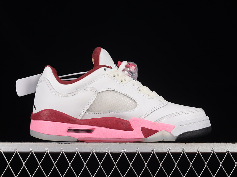 Air Jordan 5 Low Gs Crafted For Her White/Coral Chalk-Desert Berry-Black 21