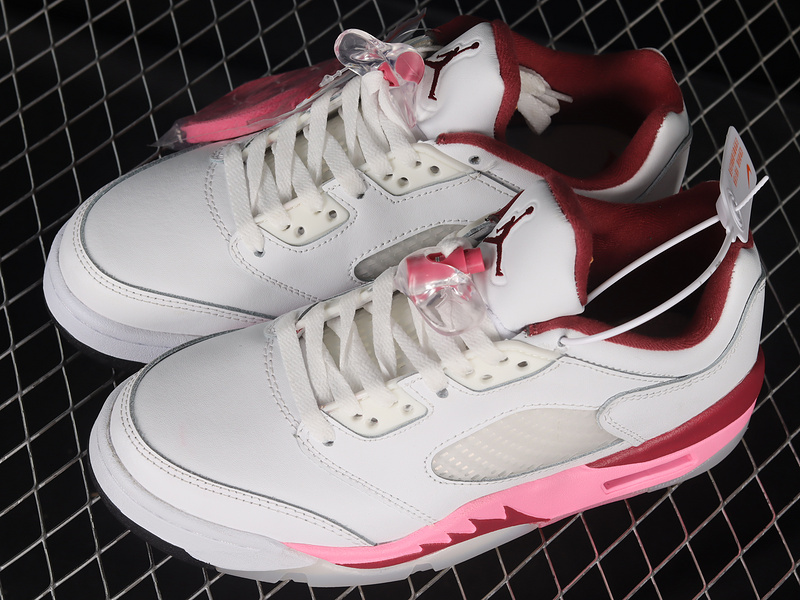 Air Jordan 5 Low Gs Crafted For Her White/Coral Chalk-Desert Berry-Black 29