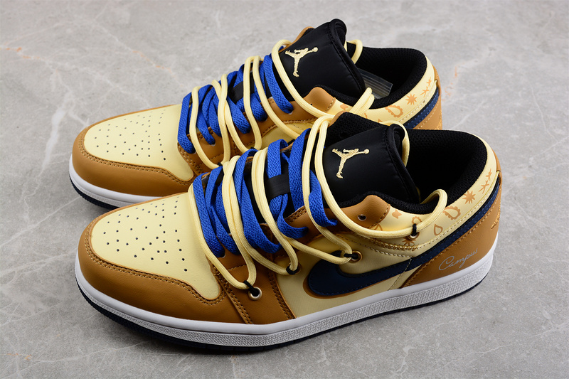 Air Jordan 1 Low Brown/Yellow/Black-Blue 21