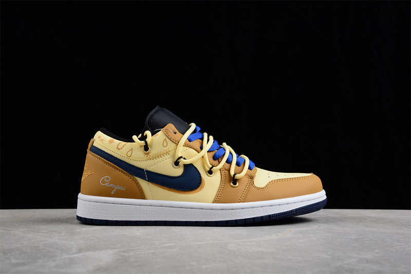 Air Jordan 1 Low Brown/Yellow/Black-Blue 25