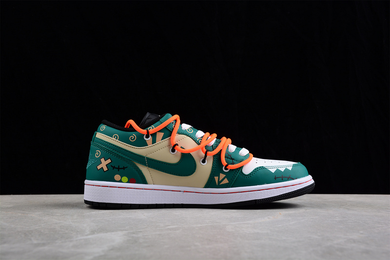 Air Jordan 1 Low Green/White/Orange 21