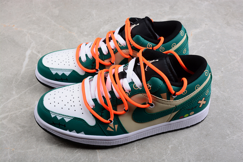 Air Jordan 1 Low Green/White/Orange 23