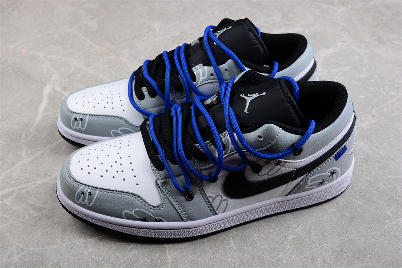 Air Jordan 1 Low White/Ligh Grey/Blue-Black 5