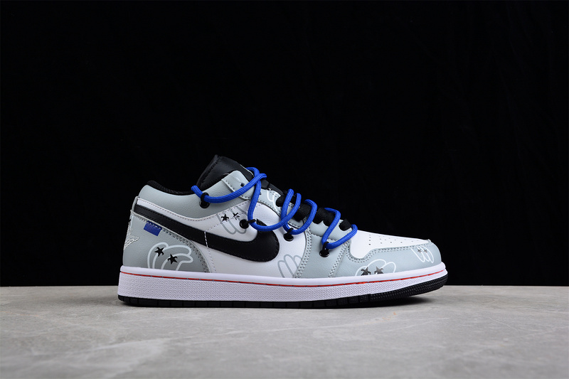 Air Jordan 1 Low White/Ligh Grey/Blue-Black 13