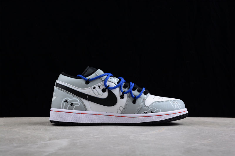 Air Jordan 1 Low White/Ligh Grey/Blue-Black 25