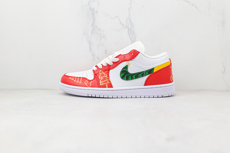 Air Jordan 1 Low White/Orange/Green-Yellow 11