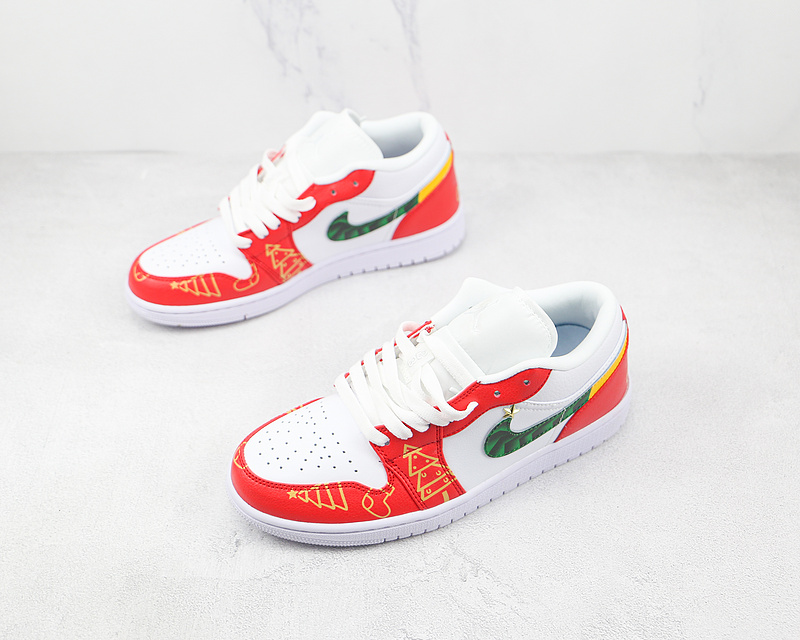 Air Jordan 1 Low White/Orange/Green-Yellow 27