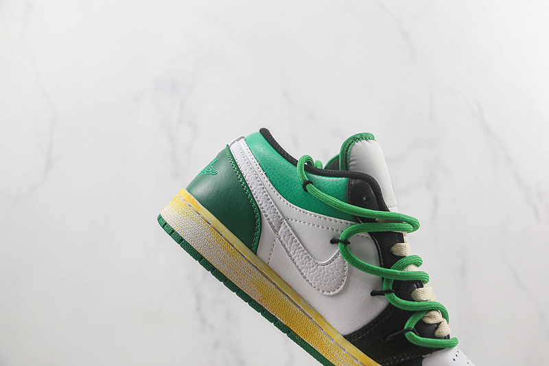 Air Jordan 1 Low Gs White/Stadium Green/Lucky Green/Black 3