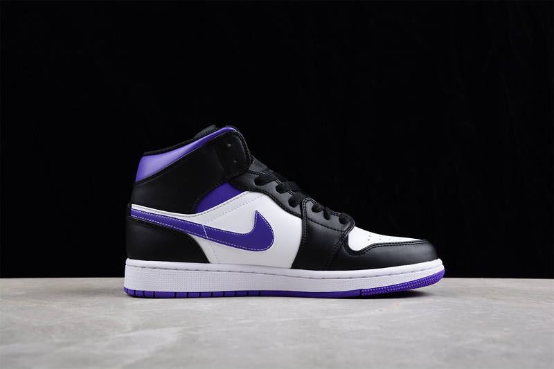 Air Jordan 1 Mid White/Black/Court Purple 9