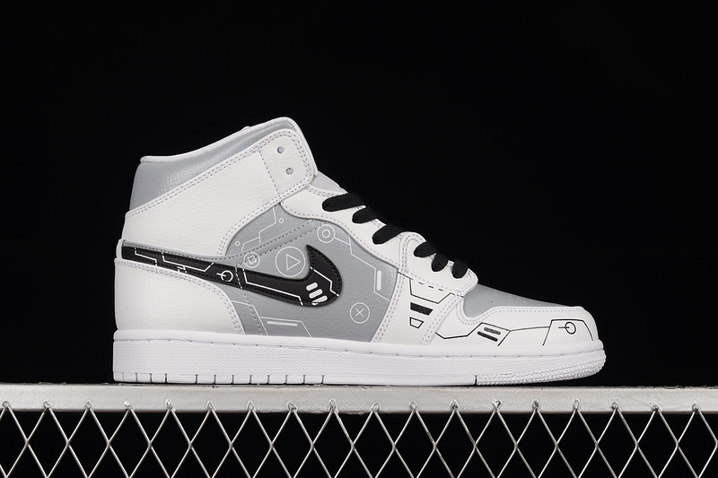 Air Jordan 1 Mid Ps5 White/Black/Light Grey 5