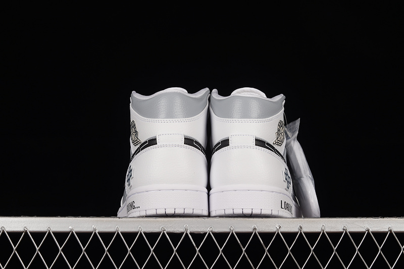 Air Jordan 1 Mid Ps5 White/Black/Light Grey 9