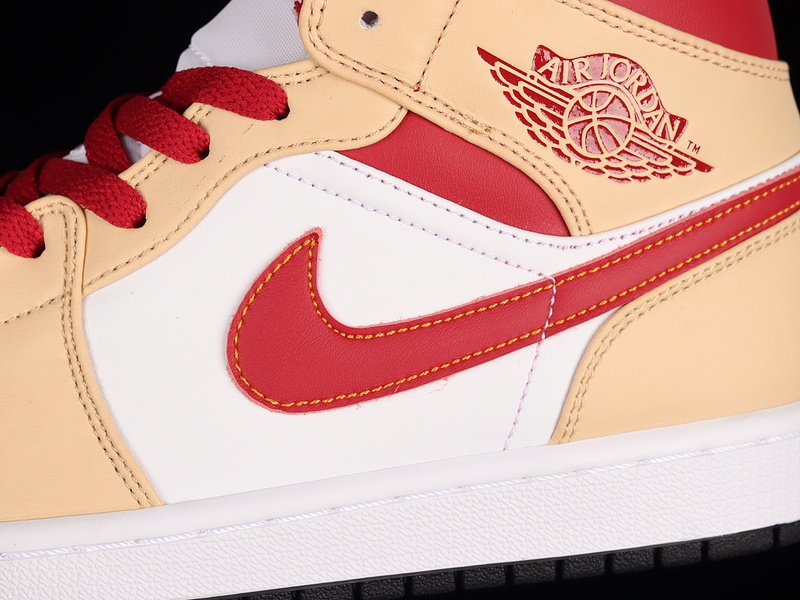 Air Jordan 1 Mid White Onyx/White/Cardinal Red/Light Curry 7