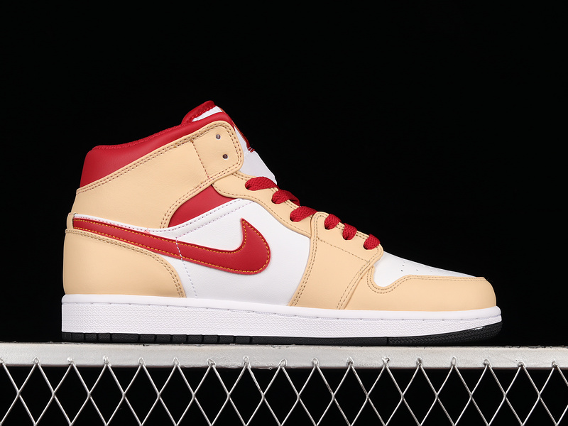 Air Jordan 1 Mid White Onyx/White/Cardinal Red/Light Curry 11