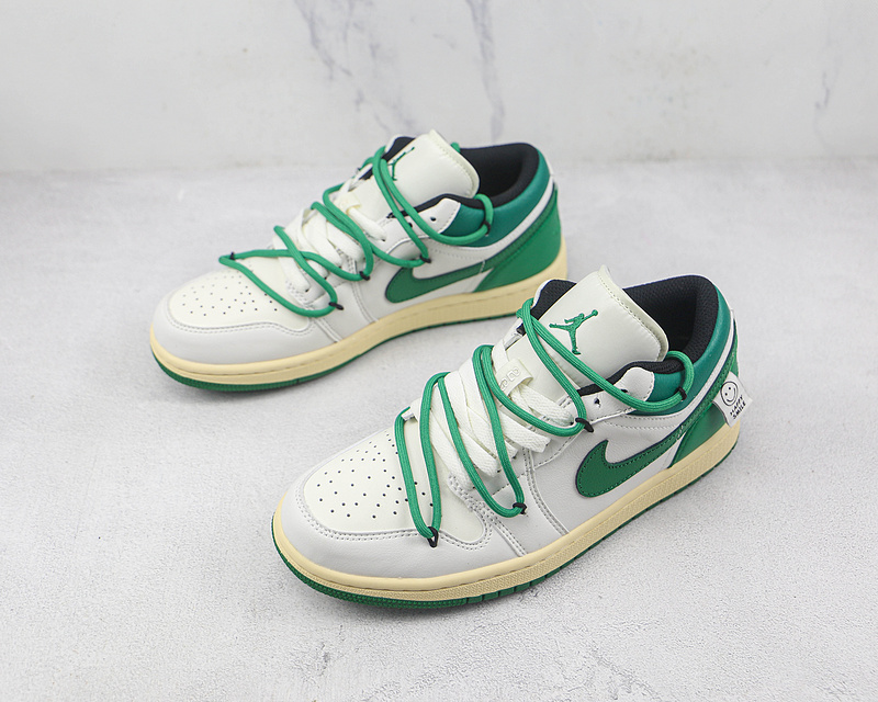 Air Jordan 1 Low White/White/Green 3