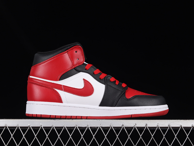 Air Jordan 1 Mid Alternate Bred Toe Black/White/Gym Red 23