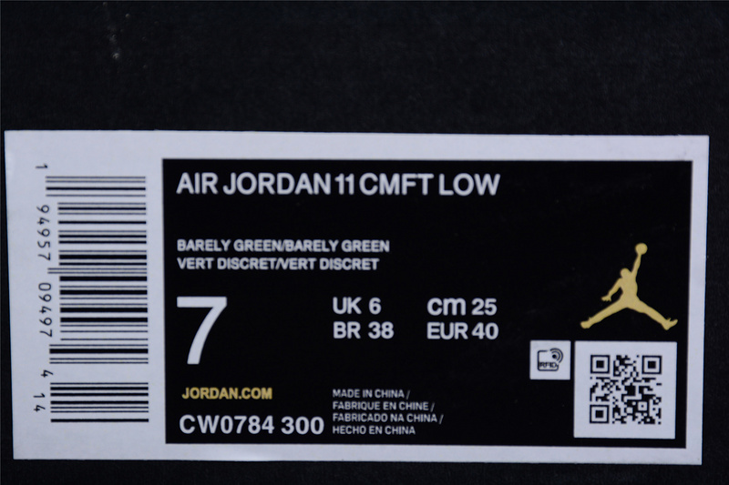 Air Jordan 11 Cmft Low Barely Green/White/Black/Barely Green 23