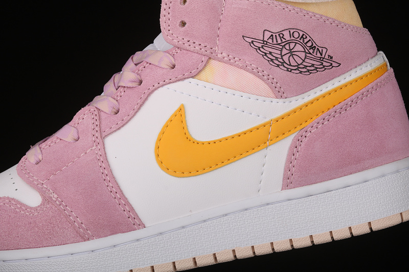 Air Jordan 1 Mid Se Gs Light Arctic Pink/University Gold/White 17