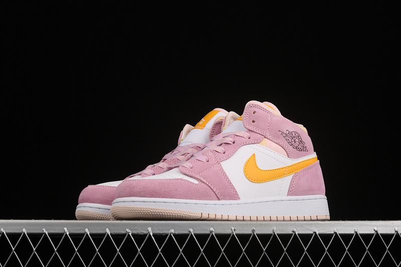 Air Jordan 1 Mid Se Gs Light Arctic Pink/University Gold/White 25