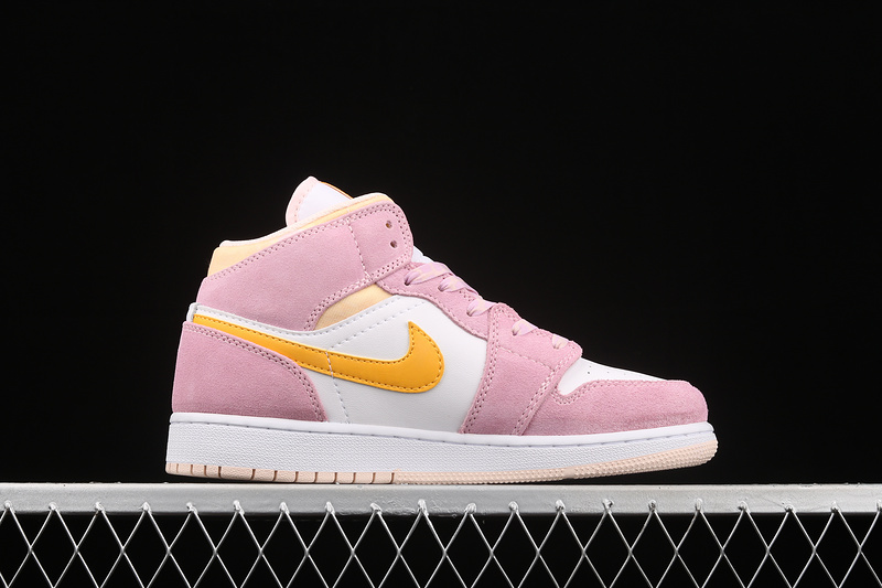 Air Jordan 1 Mid Se Gs Light Arctic Pink/University Gold/White 29