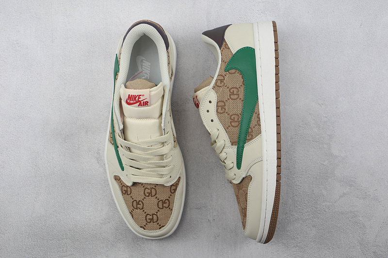 Fragment Travis Scott Air Jordan 1 Low Gucci Beige/Green/Brown 3