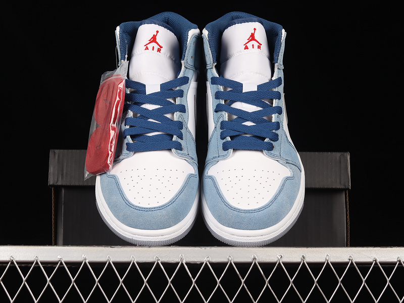 Air Jordan 1 Mid French Blue/Fire Red-White-Light Steel Grey 3