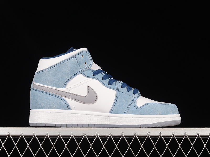 Air Jordan 1 Mid French Blue/Fire Red-White-Light Steel Grey 5